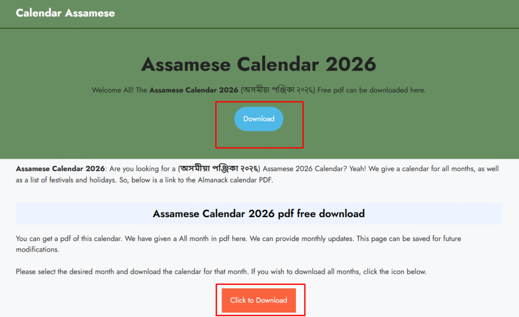 Assamese Calendar 2026 pdf free download